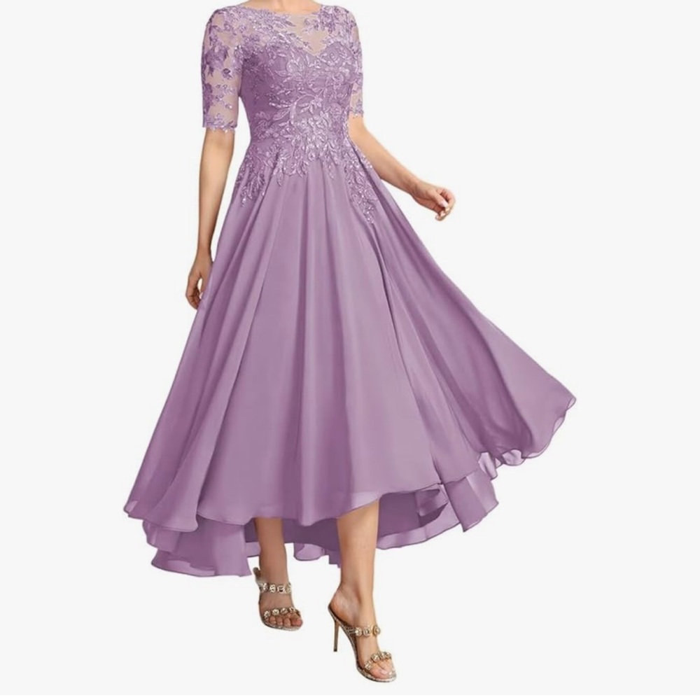 Elegant Purple Lace Evening Dress